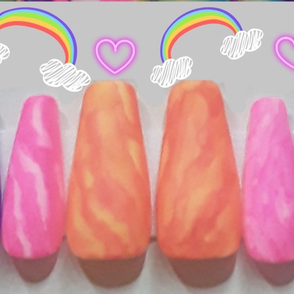 Handmade XL Coffin Hard Gel Press On Nails - Picture 3 of 6